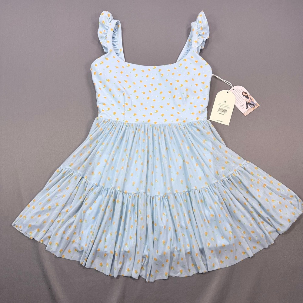 Blogilates Womens M Blue Citrus Mesh Ballerina Ruffle Dress Built-in Shorts NWT - Picture 12 of 12